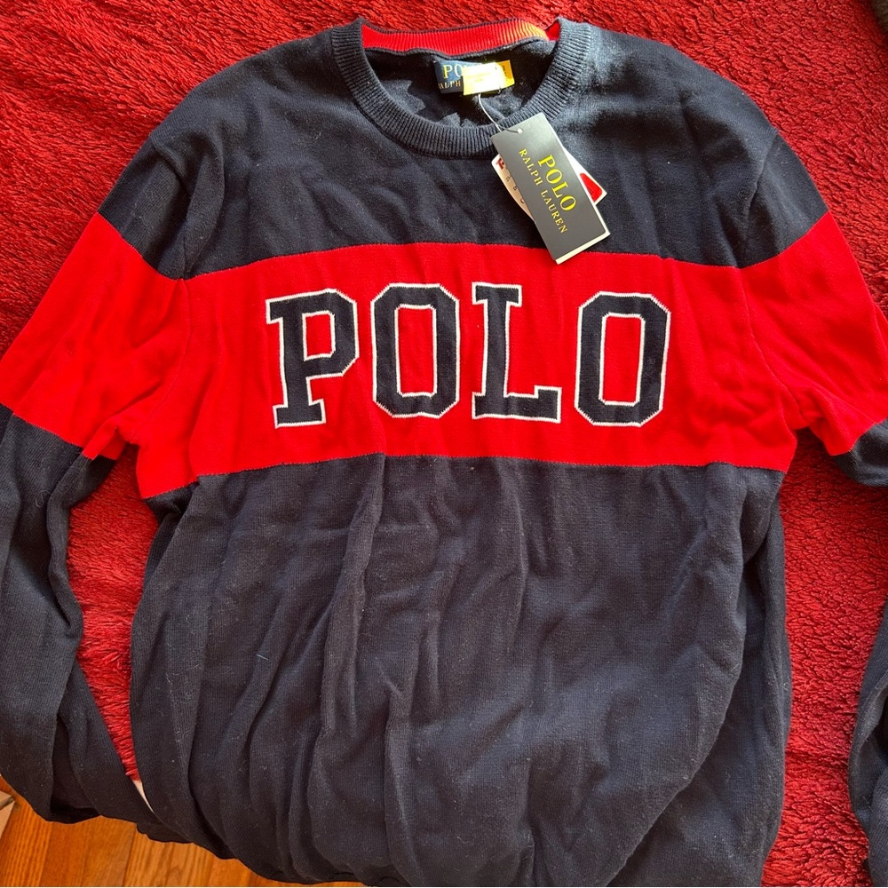 Polo by Ralph Lauren Navy and Red Sweater